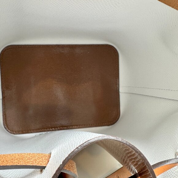 Dooney & Bourke Leather Drawstring Bucket Shoulder Bag Brown/Cream - Picture 13 of 14